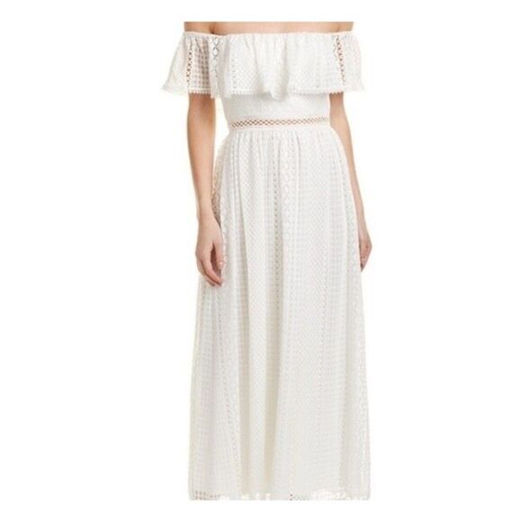 JAYGODFREY Dresses & Skirts - Jay Godfrey Cream Eyelet Feminine Lace Fairy Bride Cottagecore Maxi Dress Size 2